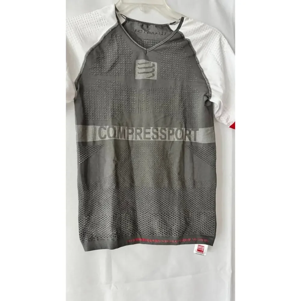 Compressport On/Off Ventilation Athletic Shirt Gray White Size Small XS